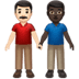 👨🏻‍🤝‍👨🏿 men holding hands: light skin tone, dark skin tone display on Apple